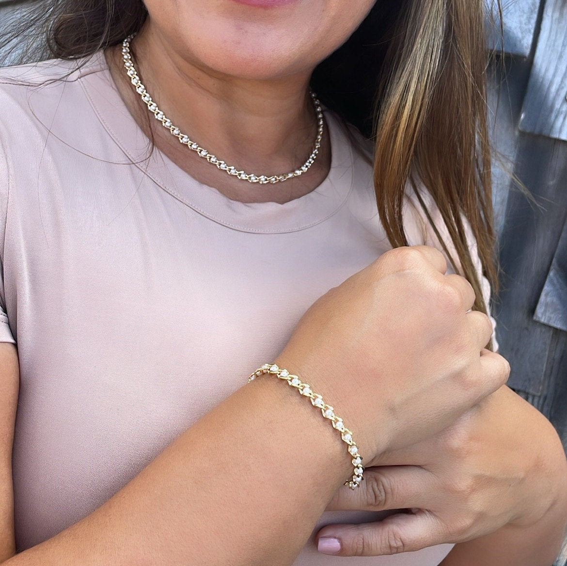 18k Gold Filled Carver Small Pearl Bracelet