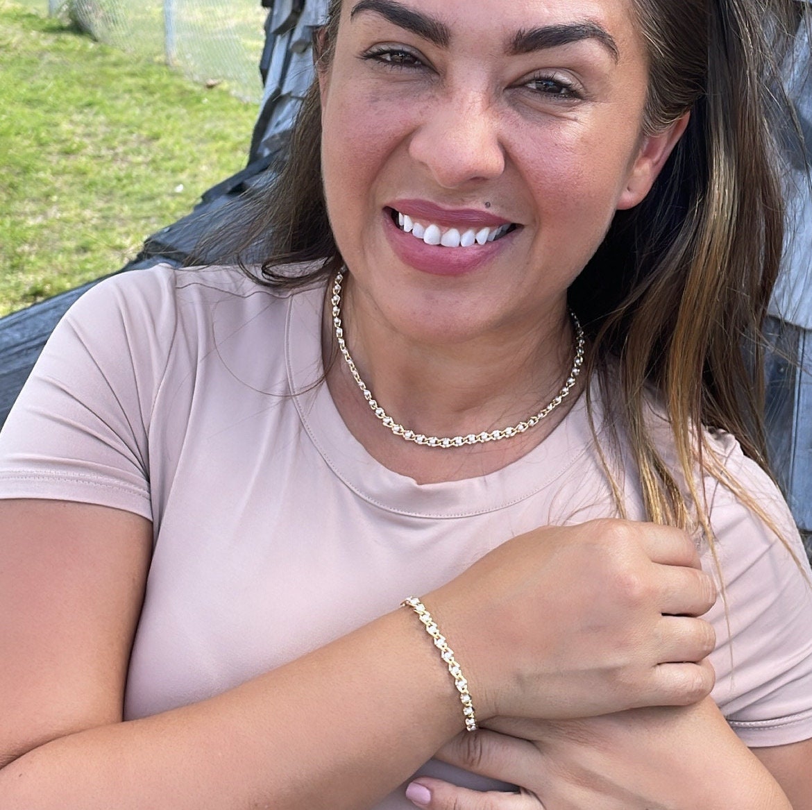 18k Gold Filled Carver Small Pearl Bracelet