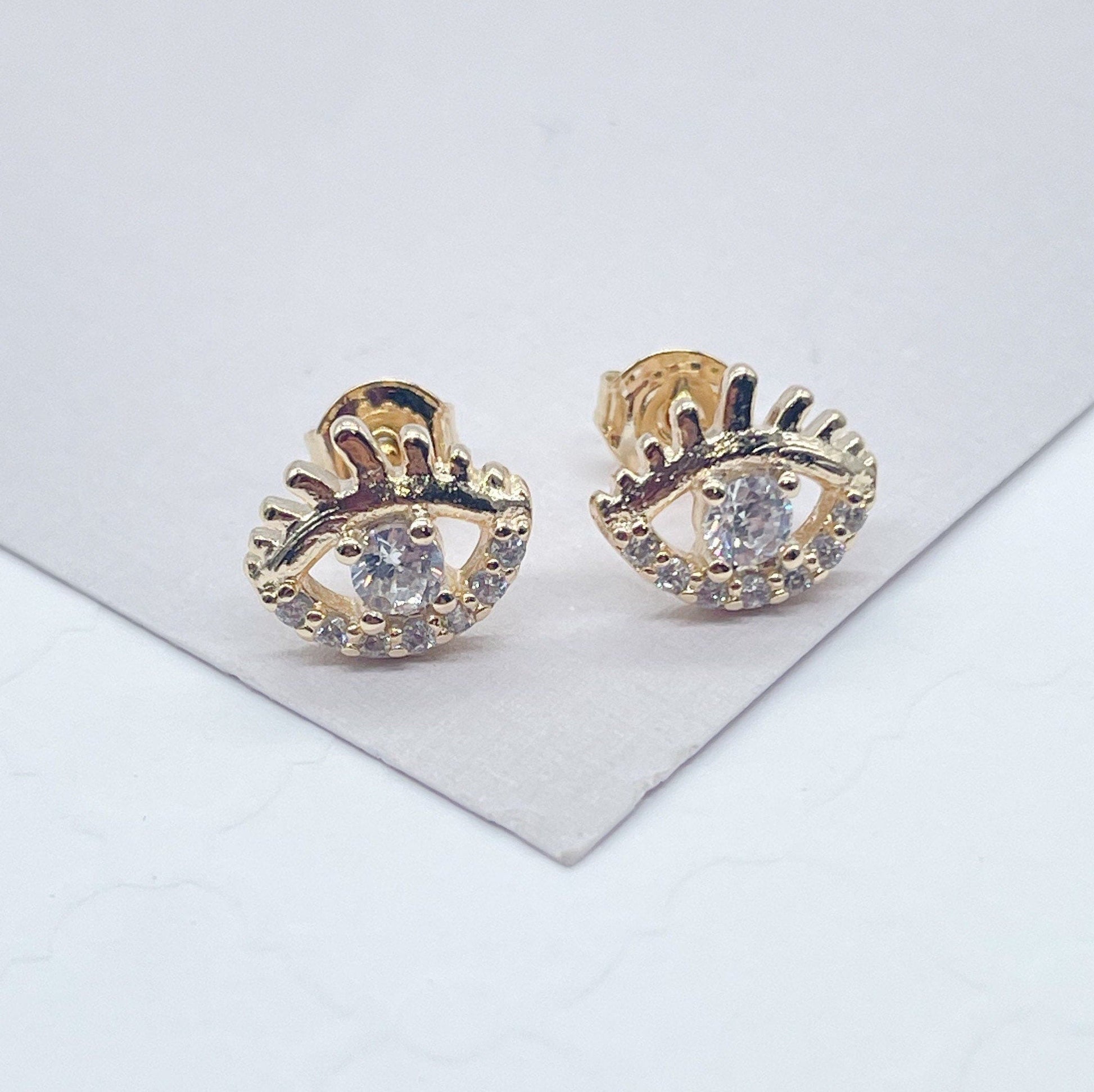 18k Gold Filled Zircon Protection Eye Stud