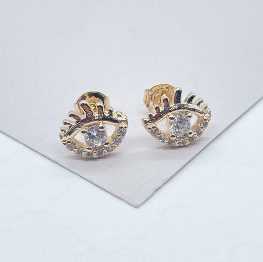 18k Gold Filled Zircon Protection Eye Stud