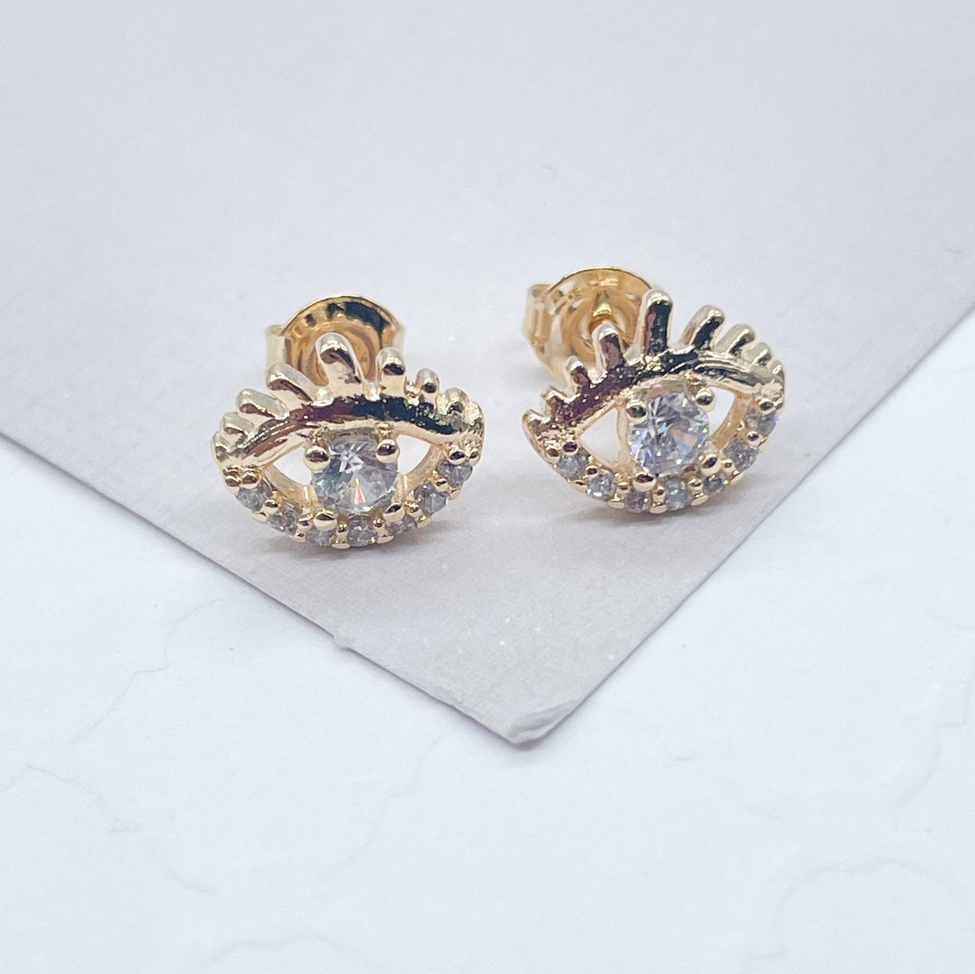 18k Gold Filled Zircon Protection Eye Stud