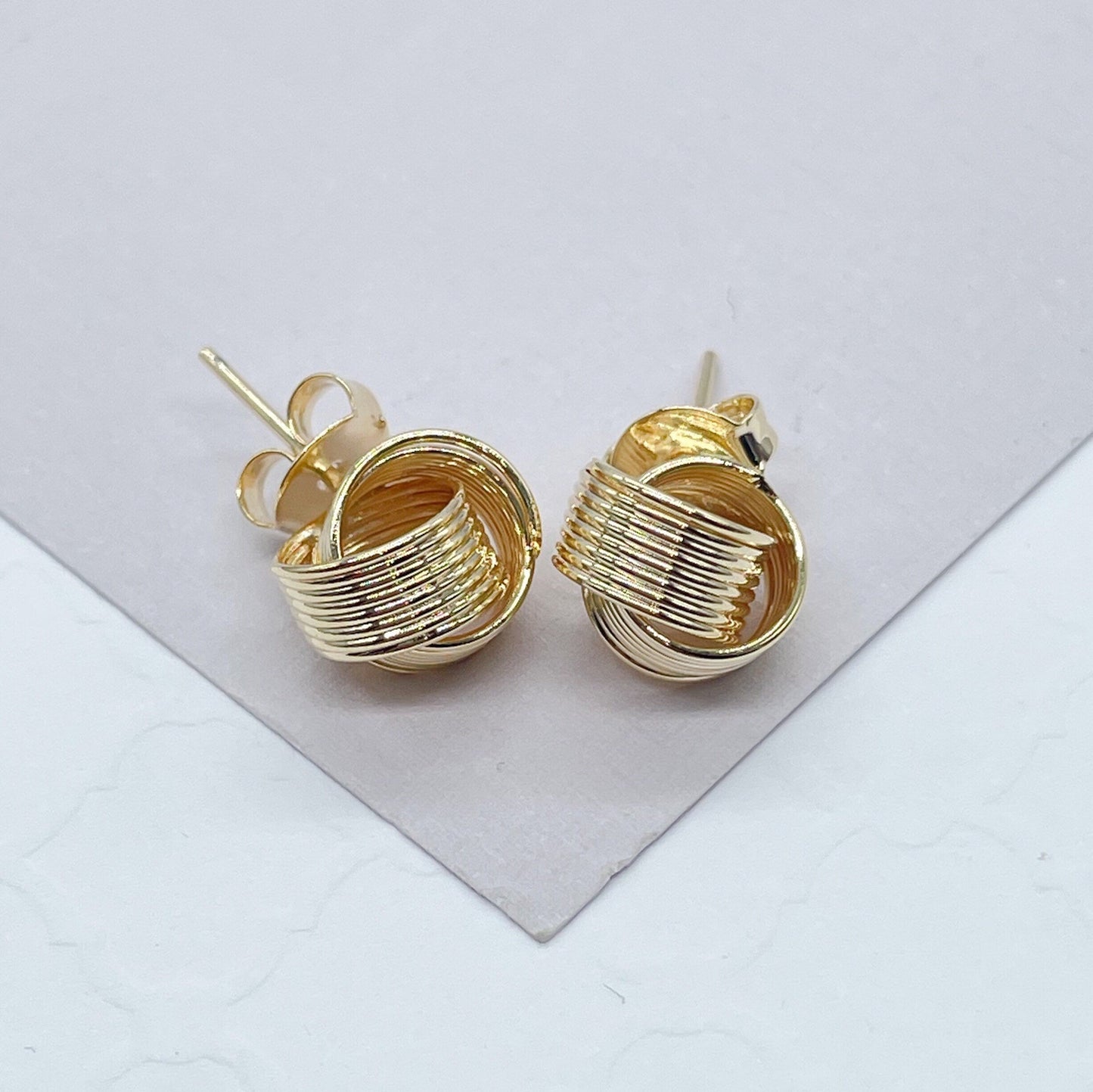 18k Gold Filled Layered Knot Stud