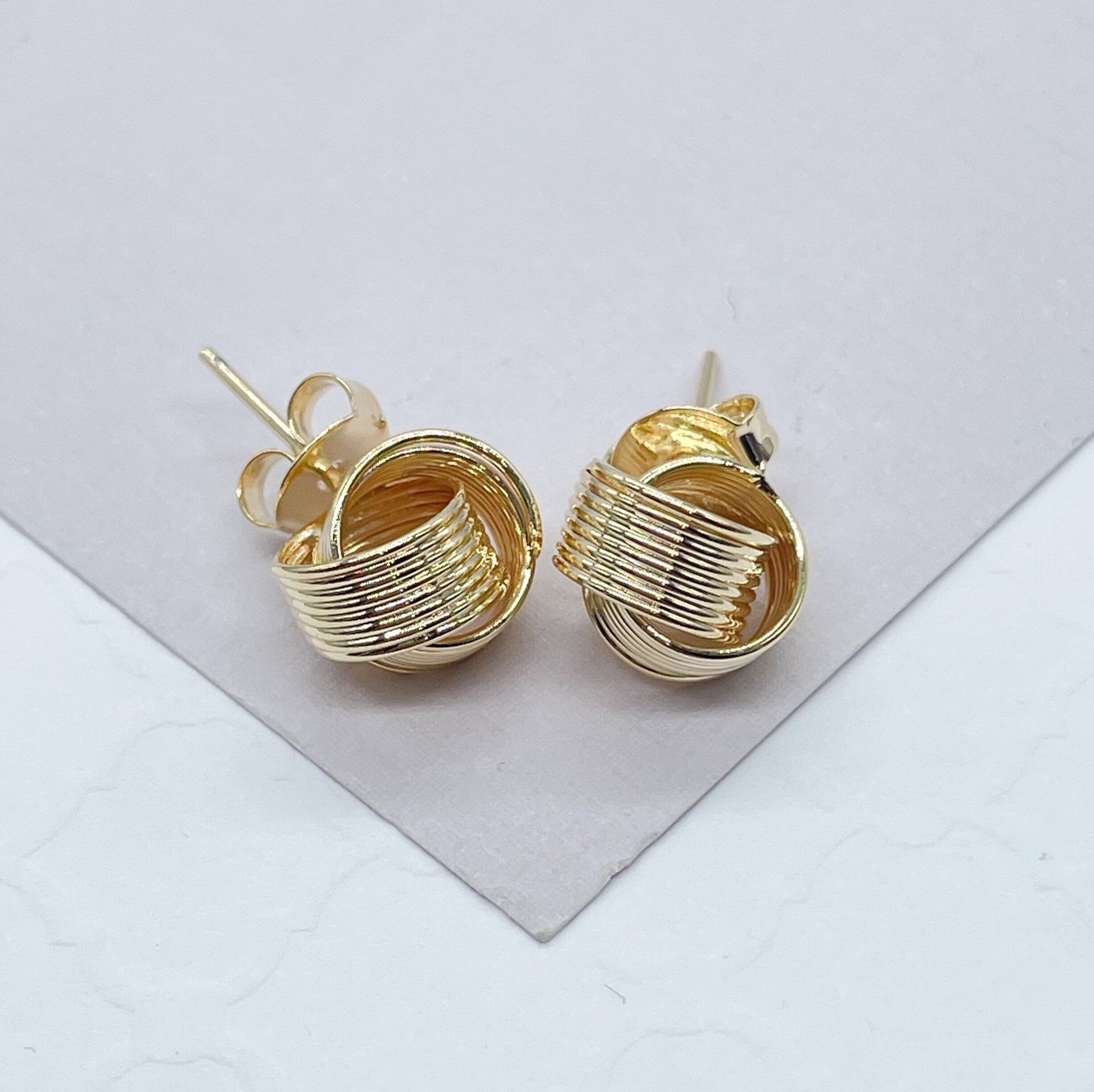 18k Gold Filled Layered Knot Stud