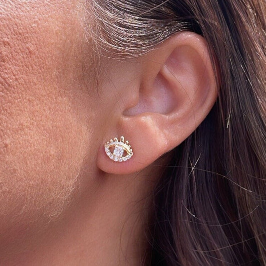 18k Gold Filled Zircon Protection Eye Stud
