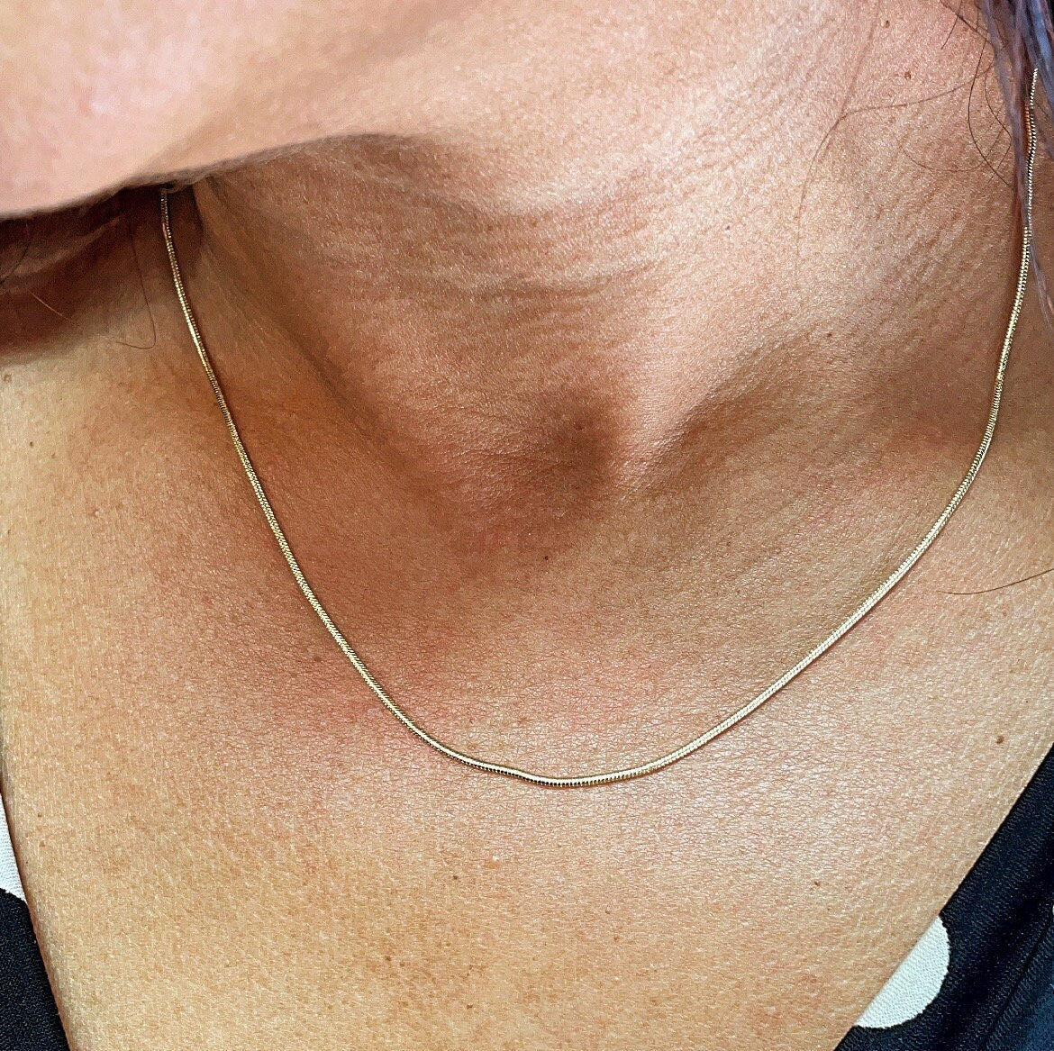 18k Gold Filled 1mm Round Snake Textured Chain Available In Sizes 16”, 18”, 20”, Cola de Raton Supplies