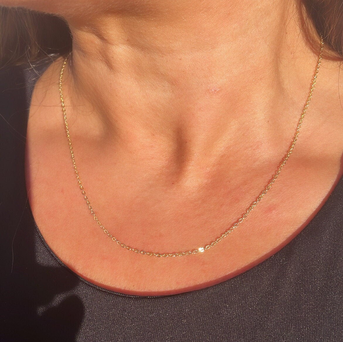 18k Gold Filled 1.5mmThin Oval Curb Chain