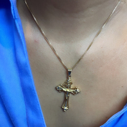 18k Gold Filled Crucifix Cross Pendant Charm: Religious Supplies