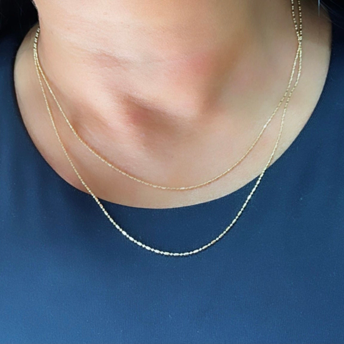 Dainty 18k Gold Filled 1mm Extra Thin Dash Dot Chain