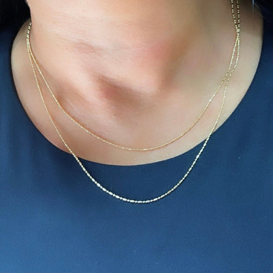 Dainty 18k Gold Filled 1mm Extra Thin Dash Dot Chain