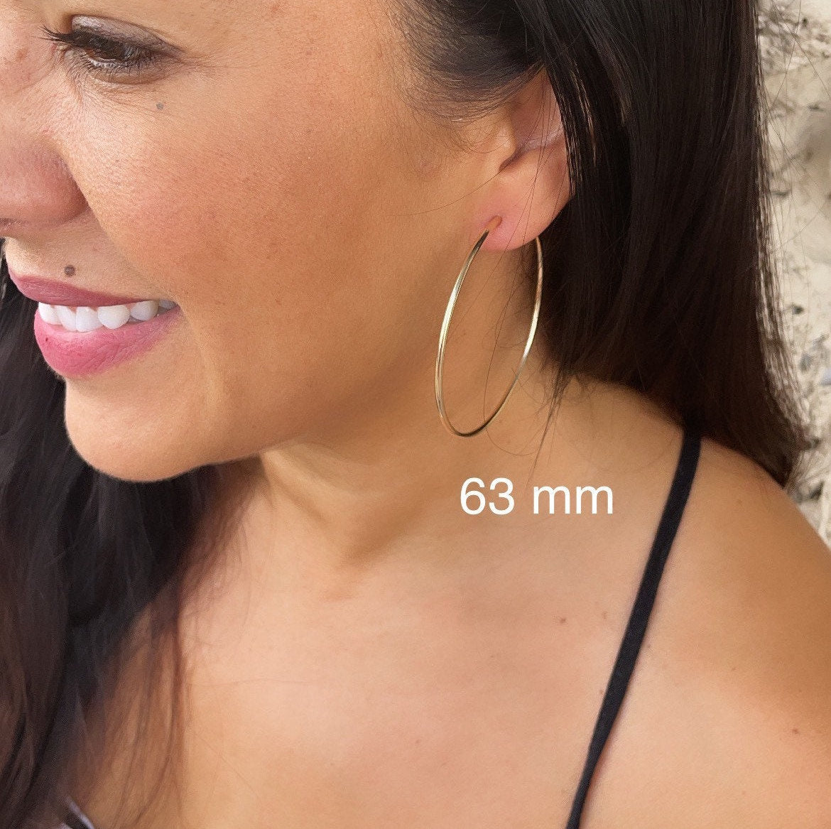 Very Light And Sturdy 18k Gold Filled Plain Thin Endless Hoop Earrings, Dainty