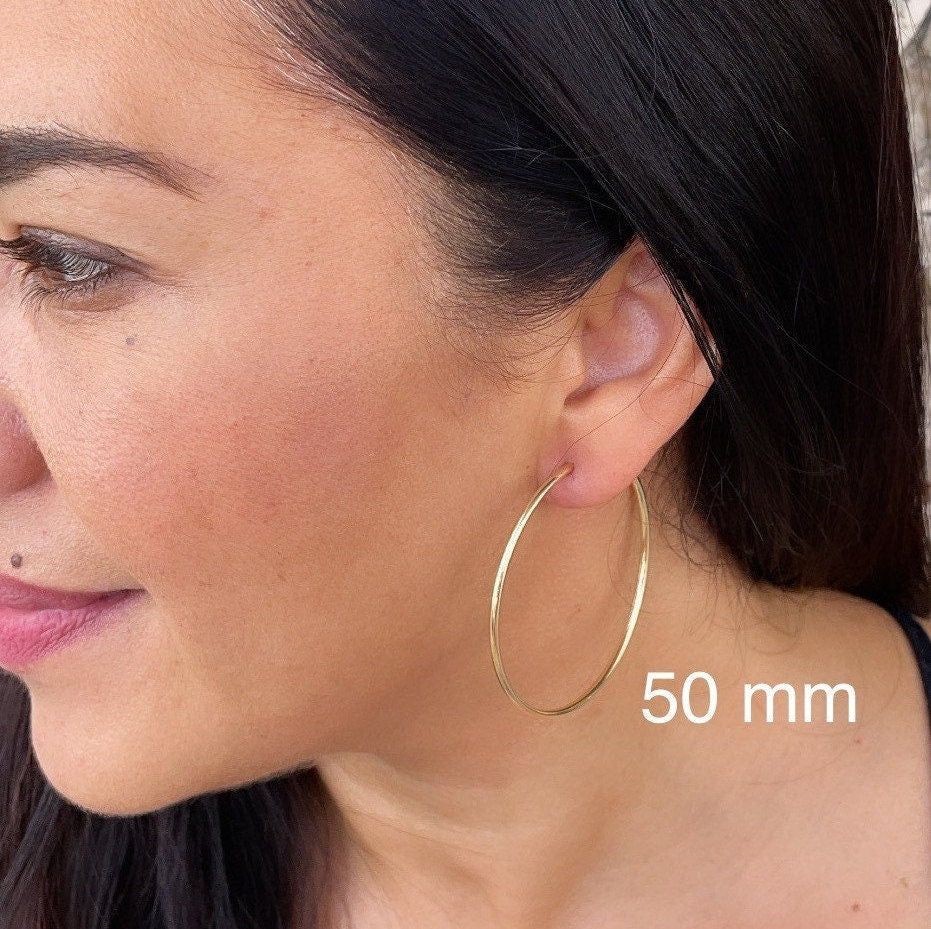 18k Gold Filled Hoop Earrings: Thin, Lightweight, Endless Style