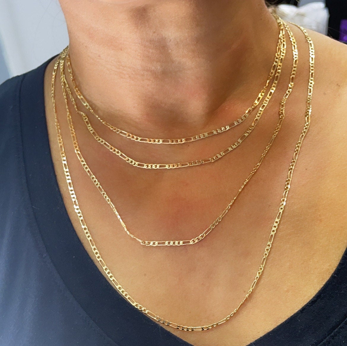 18k Gold Filled 3x1 Figaro 2.5mm Chain Necklace Supplies