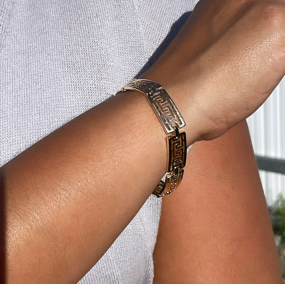 18k Gold Filled Patterned Bracelet