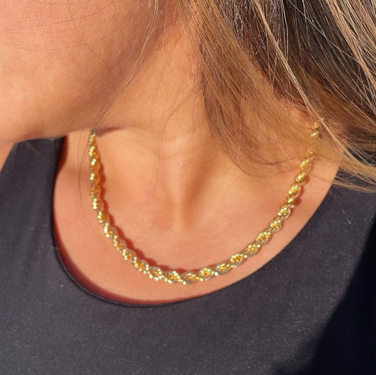 18k Gold Filled Thick 5mm Rope Chain for Layering, Chunky Rope, Stylish Necklace