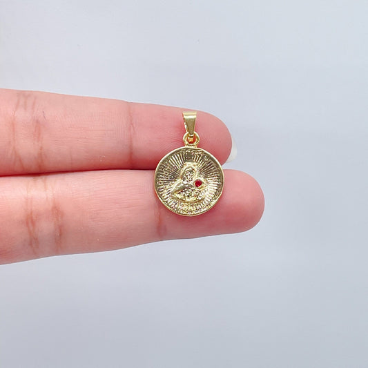 18k Gold Filled Santa Barbara Charm Featuring Crystal Ruby And Jewelry Making Supplies Religious Catholic Pendants