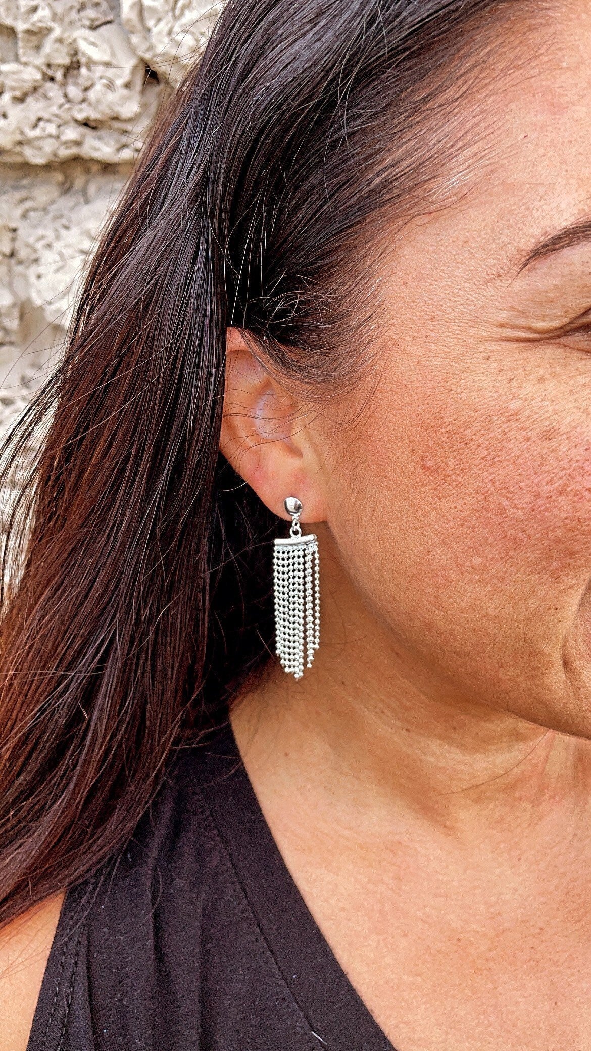 Silver Filled Dangling Fringe Earrings