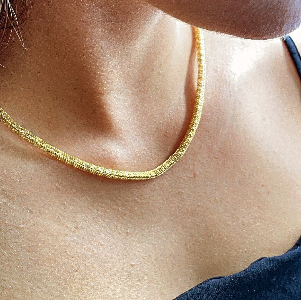 4mm 18k Gold Filled Mesh Shiny Tube Necklace Making