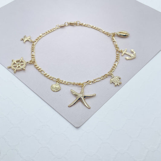 18k Gold Filled Summer Inspired Figaro Anklet