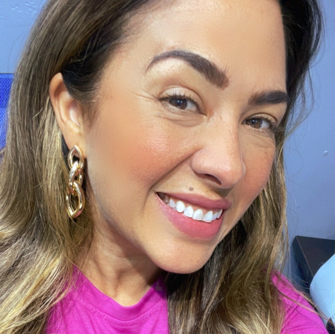 18k Gold Filled Single Long Oval Chunky Link Earrings