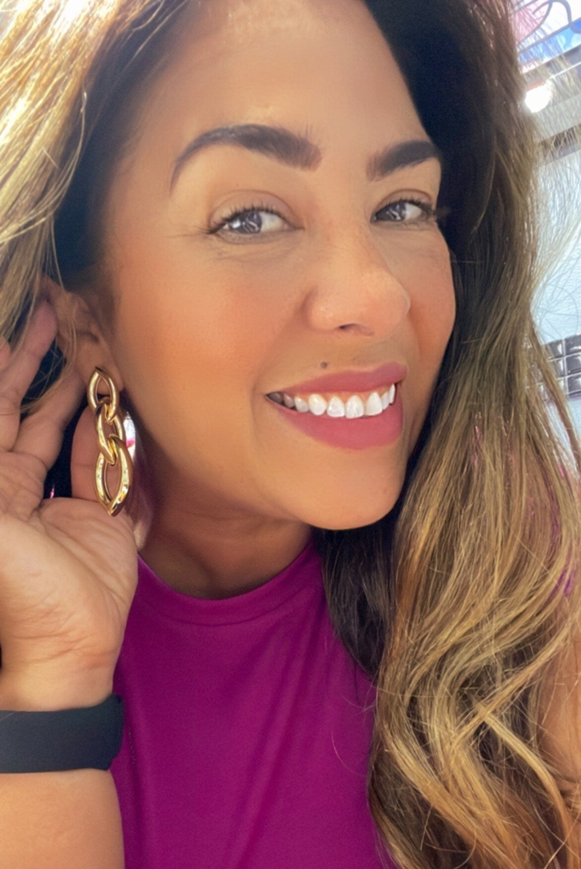 18k Gold Filled Single Long Oval Chunky Link Earrings