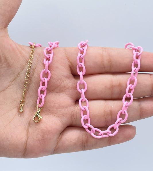 Colorful Enamel Curb Link Chain