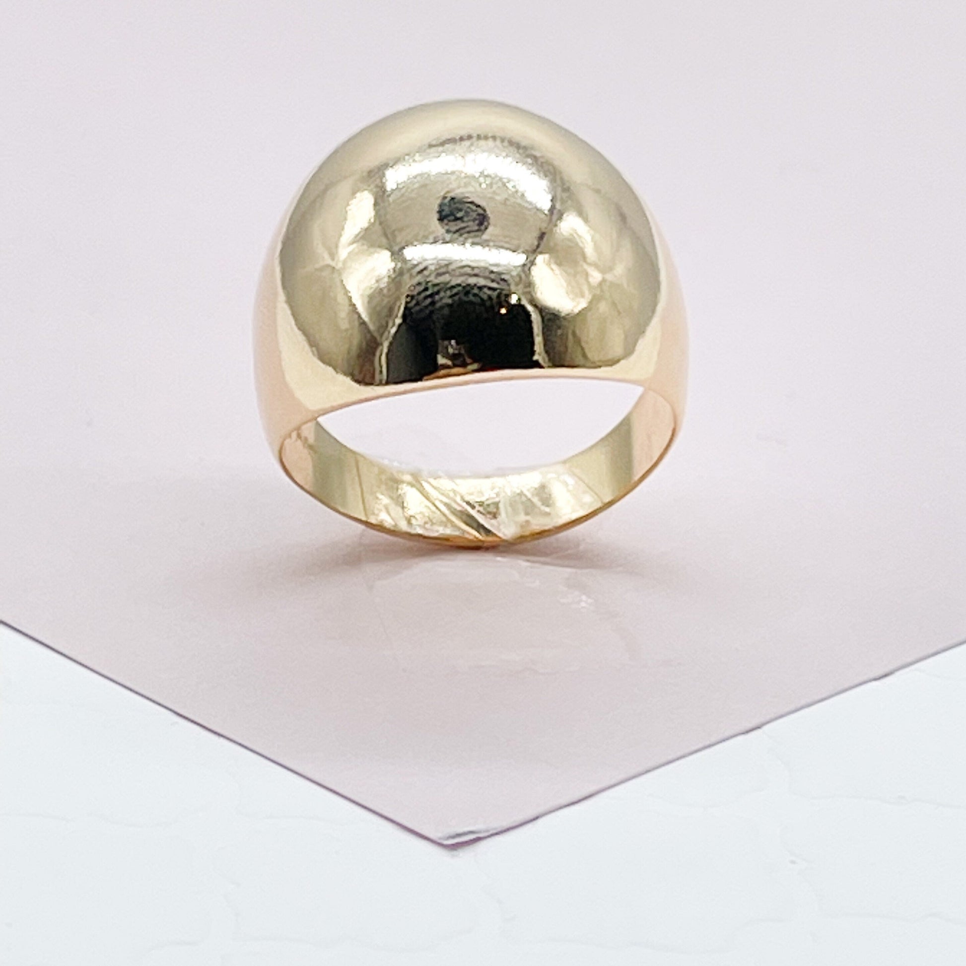 18k Gold Filled Chunky but Hollow Inside Plain Round Band Ring