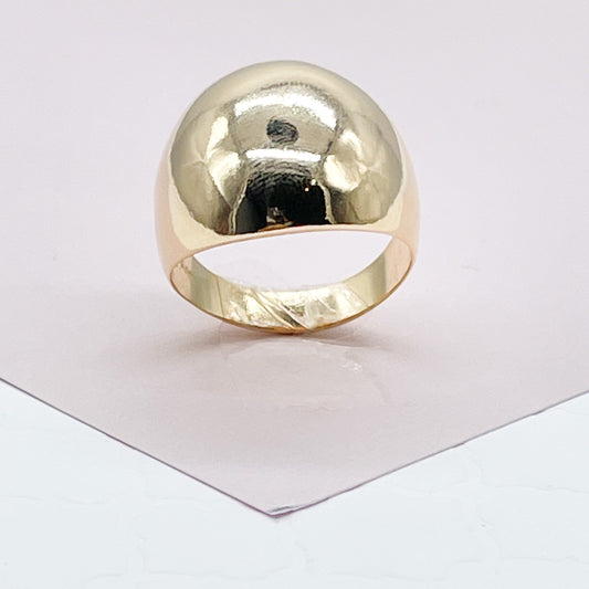 18k Gold Filled Chunky but Hollow Inside Plain Round Band Ring