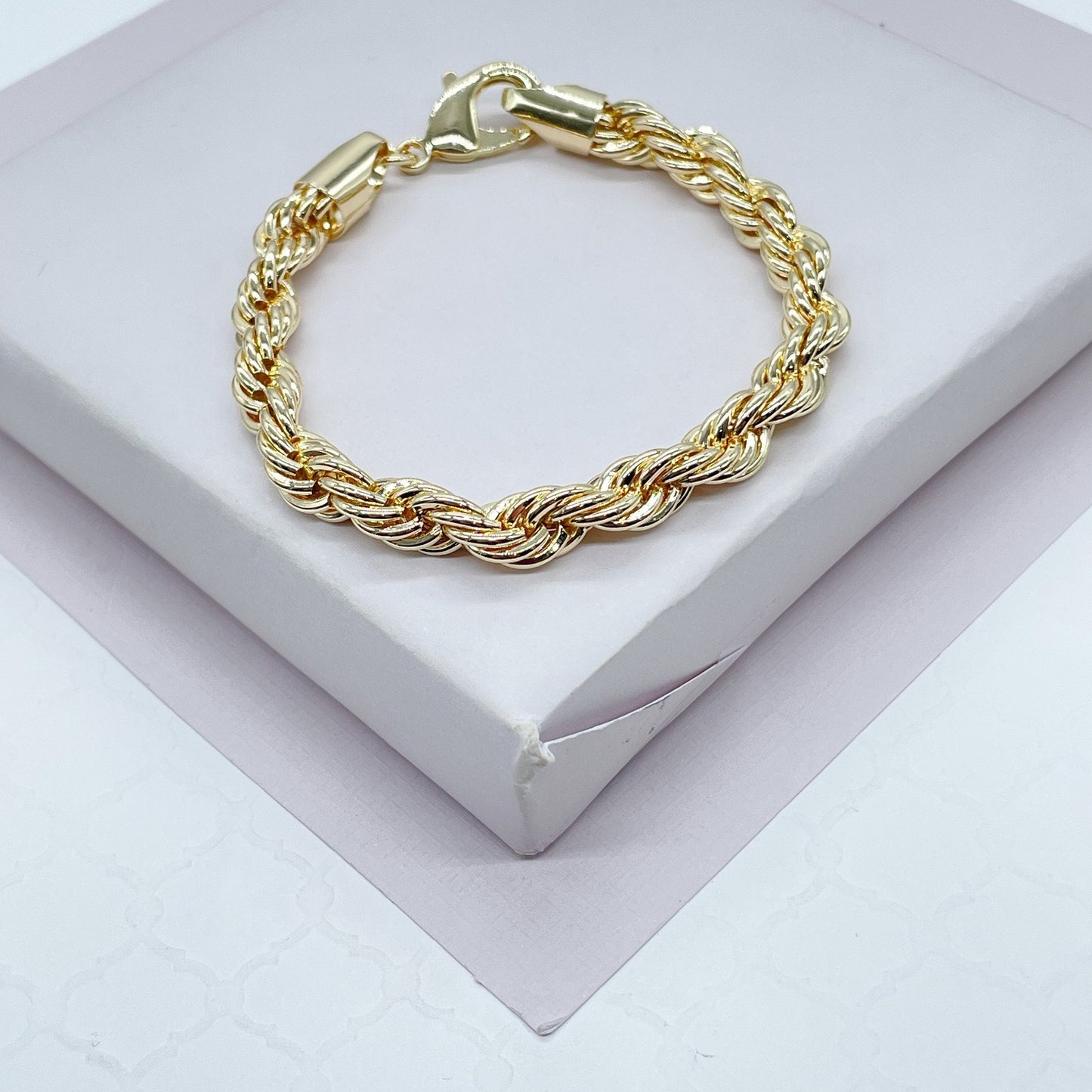 18k Gold Filled 7mm Thick Rope Bracelet