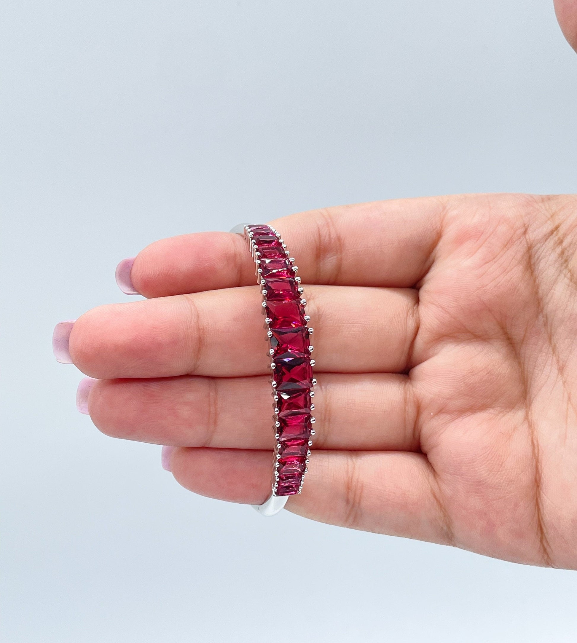 18k Gold Filled Bangle In Rose Gold Featuring Colorful Crystals