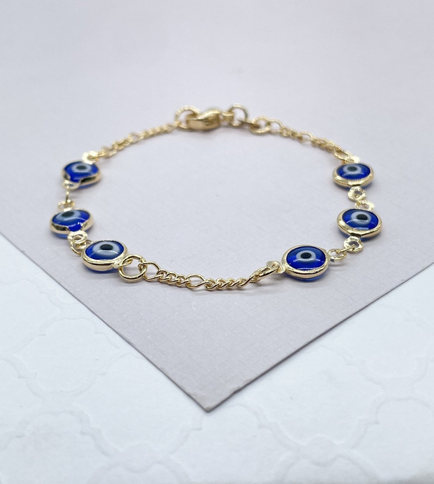 18k Gold Filled Red Evil Eye Kids Bracelet Protection