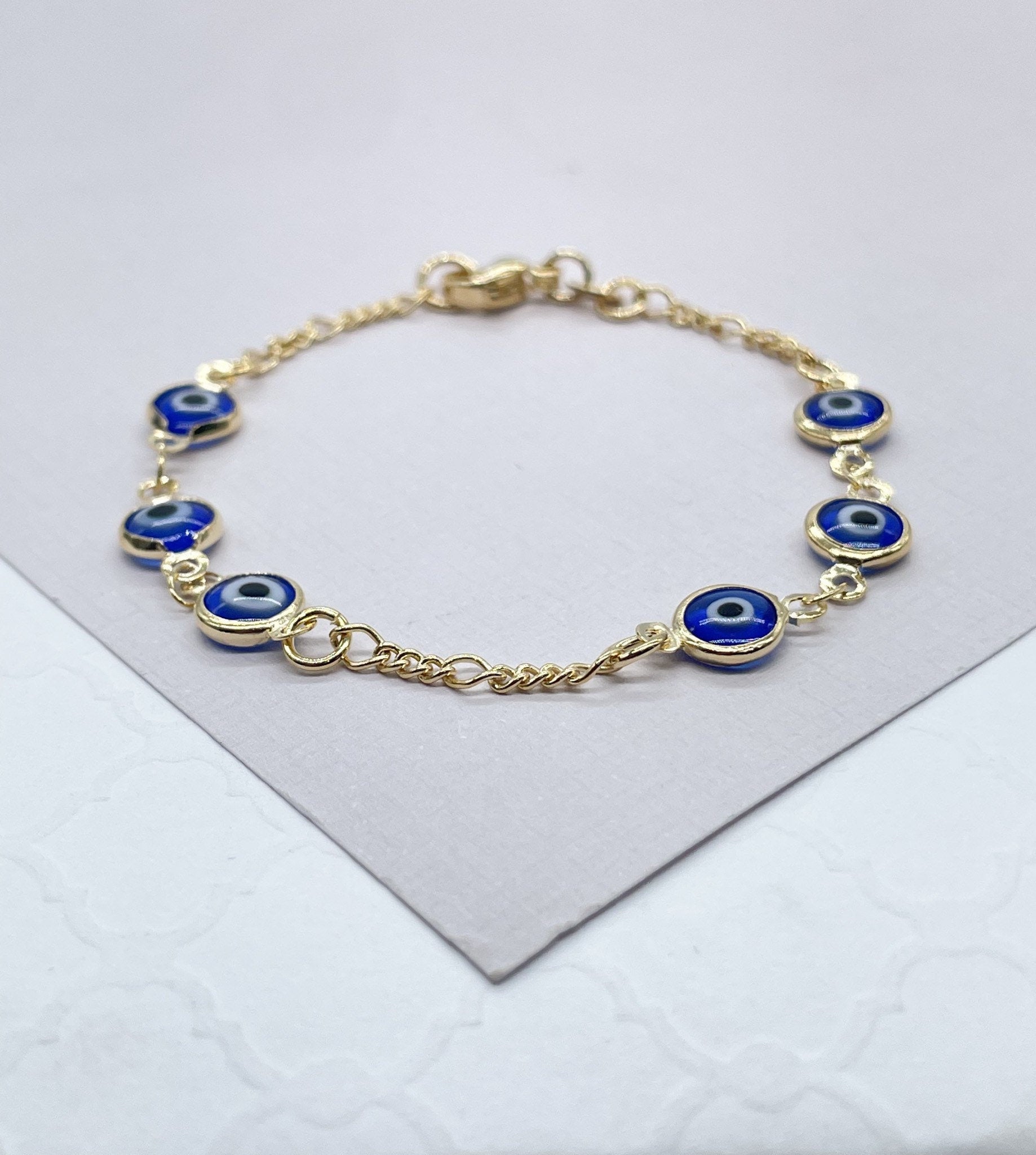 18k Gold Filled Red Evil Eye Kids Bracelet Protection
