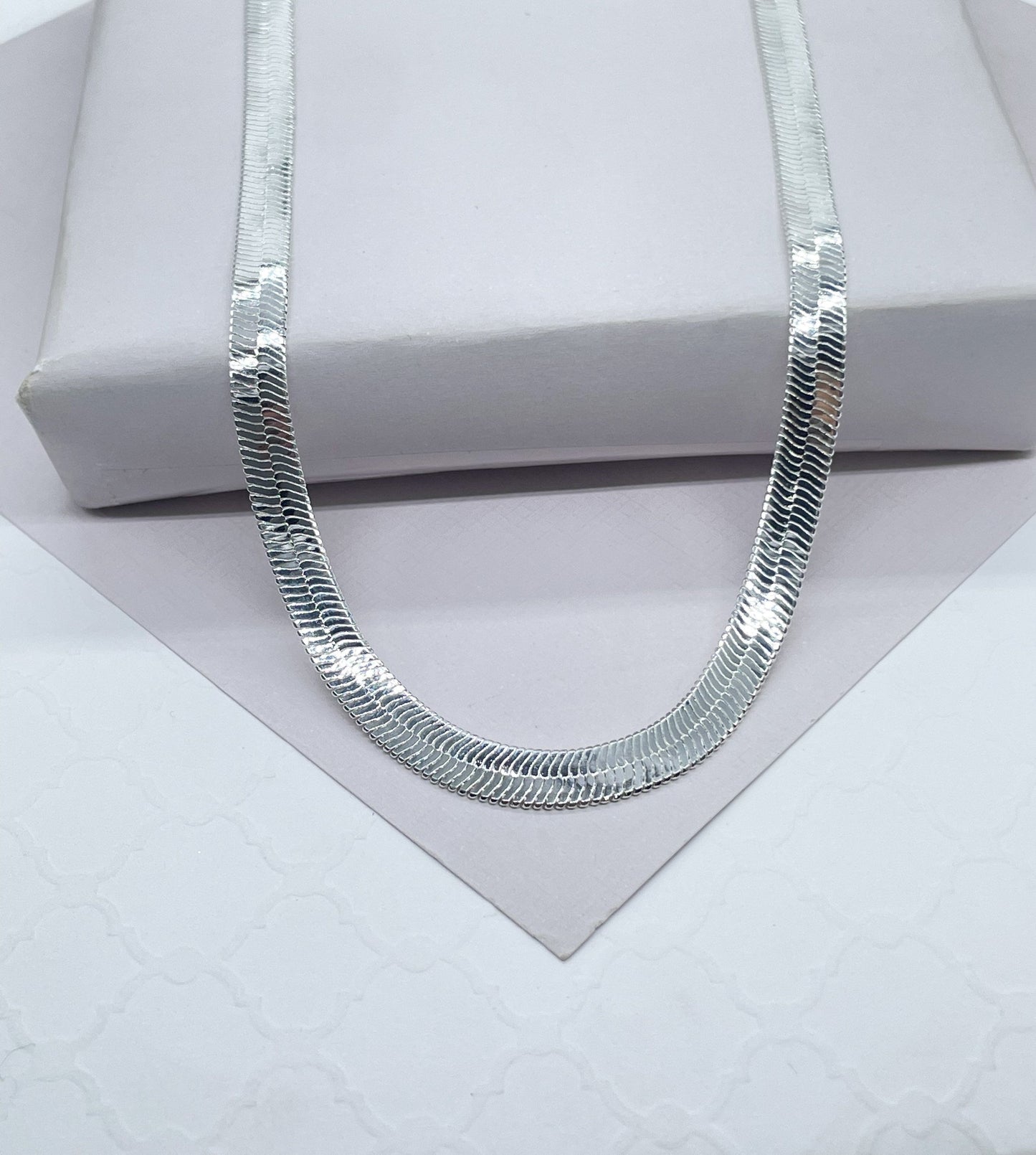 18k Gold Fulled 6mm Herringbone necklace in 16 & 18 Inches