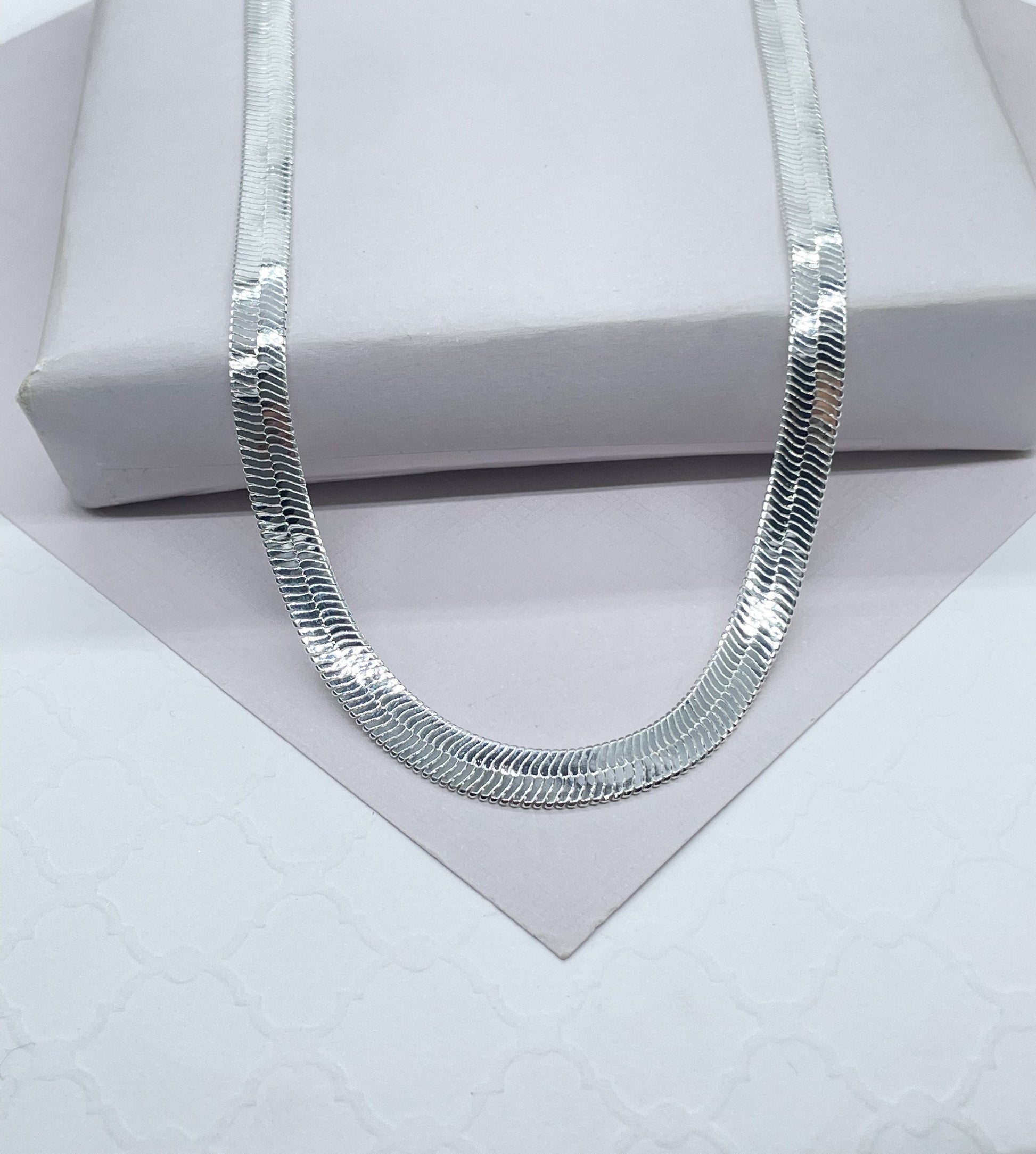 18k Gold Fulled 6mm Herringbone necklace in 16 & 18 Inches