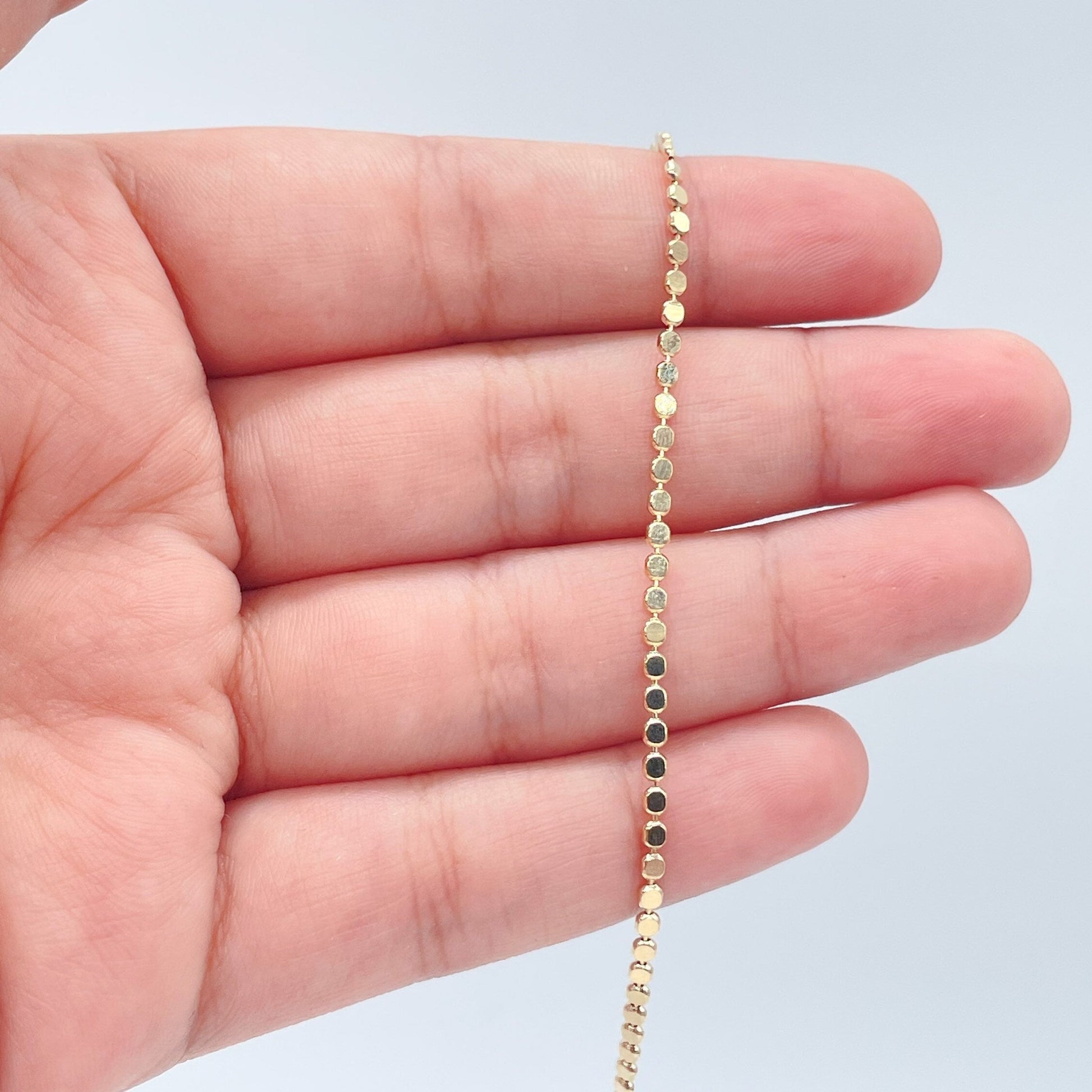 18k Gold Filled Flat Beaded Bracelet