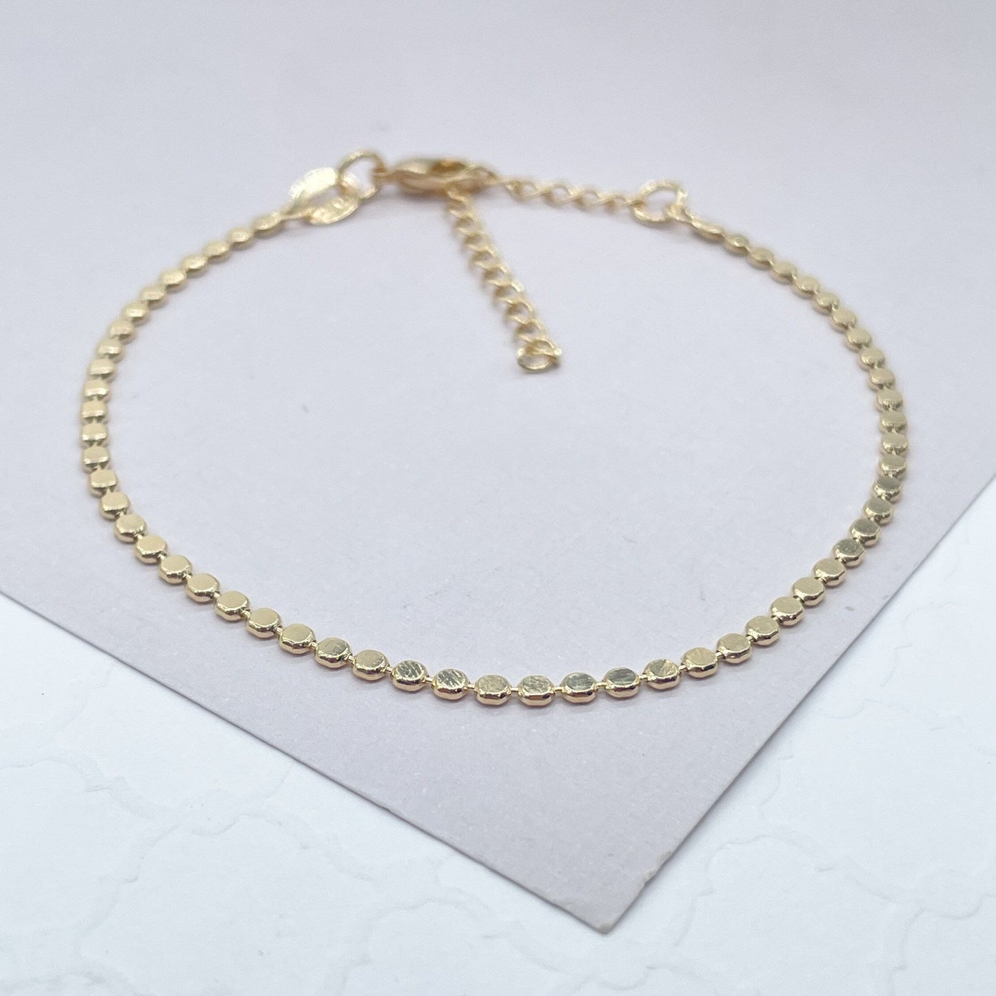 18k Gold Filled Flat Beaded Bracelet