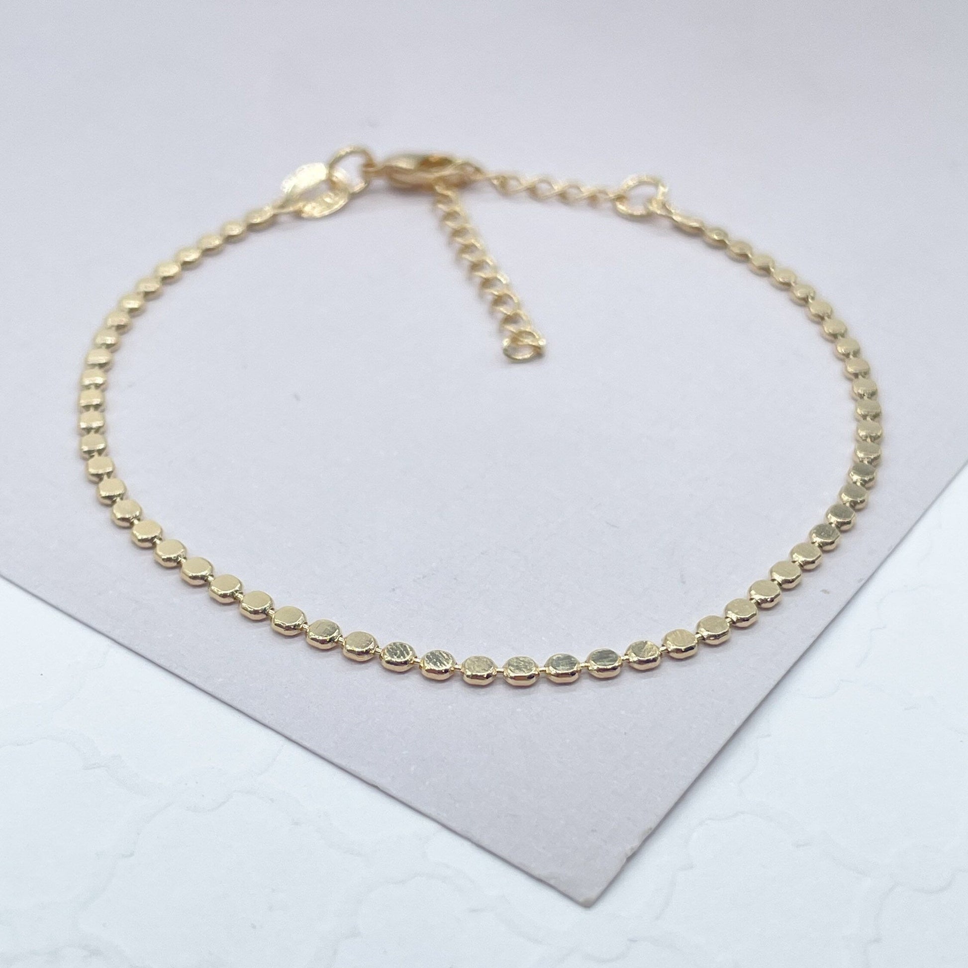 18k Gold Filled Flat Beaded Bracelet