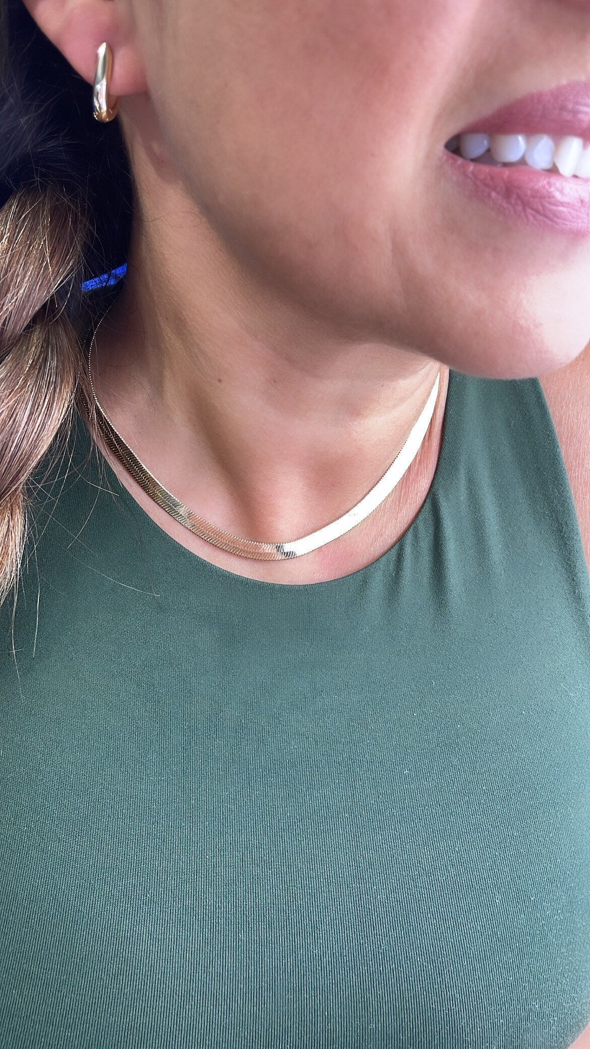 18k Gold Fulled 6mm Herringbone necklace in 16 & 18 Inches