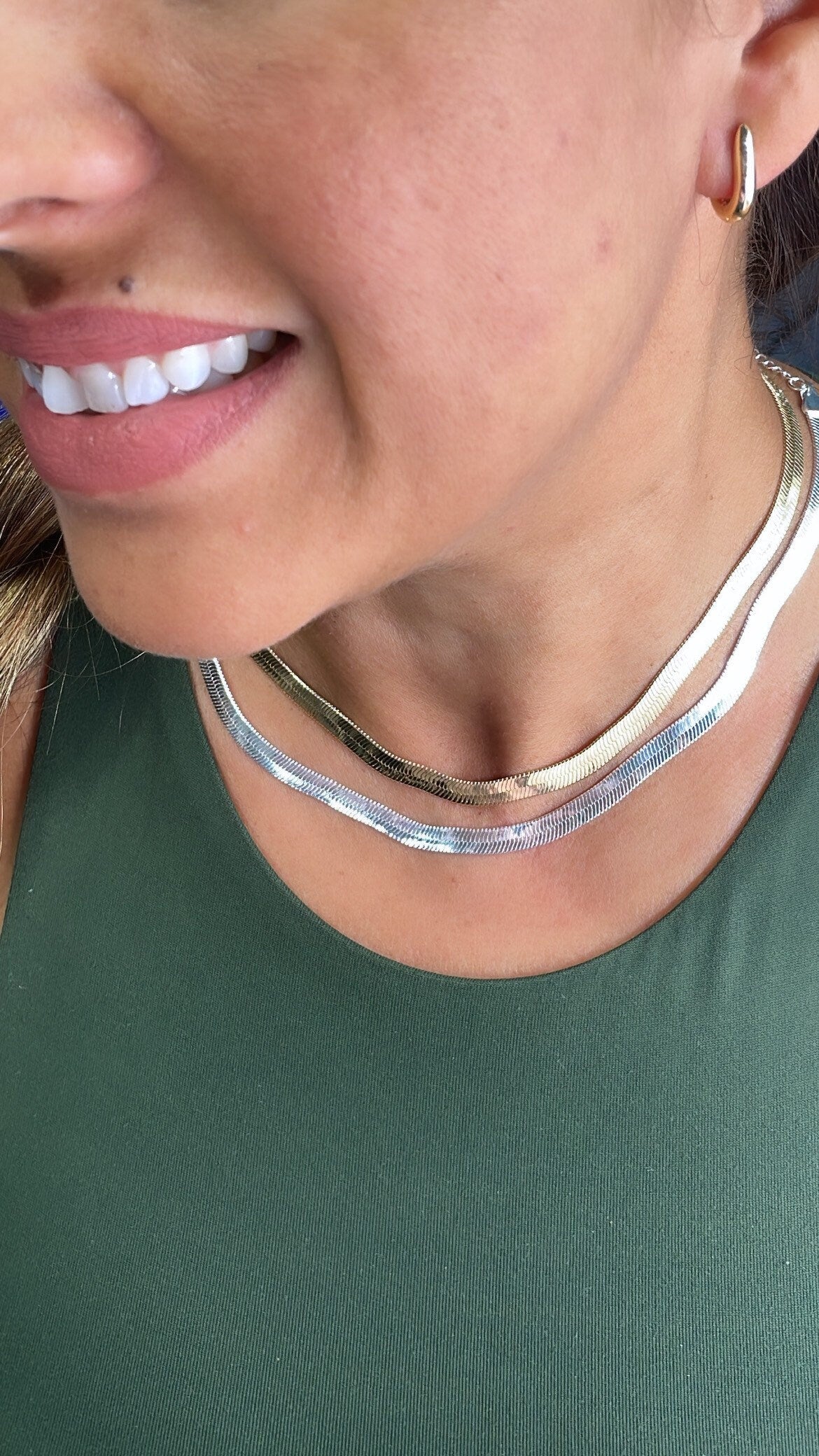 18k Gold Fulled 6mm Herringbone necklace in 16 & 18 Inches