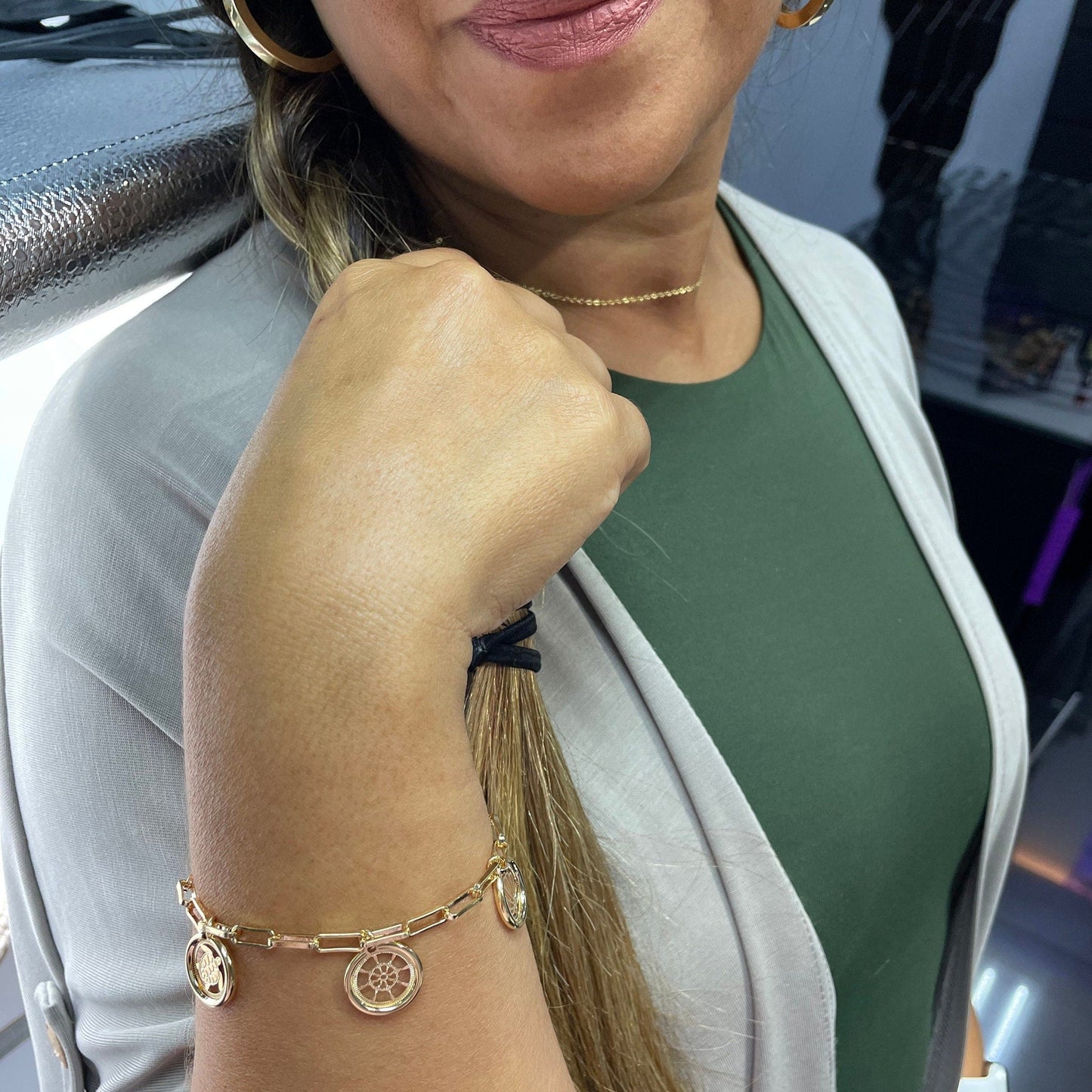 18k Gold Filled PaperClip Bracelet With Multiple Sea Creatures Charms