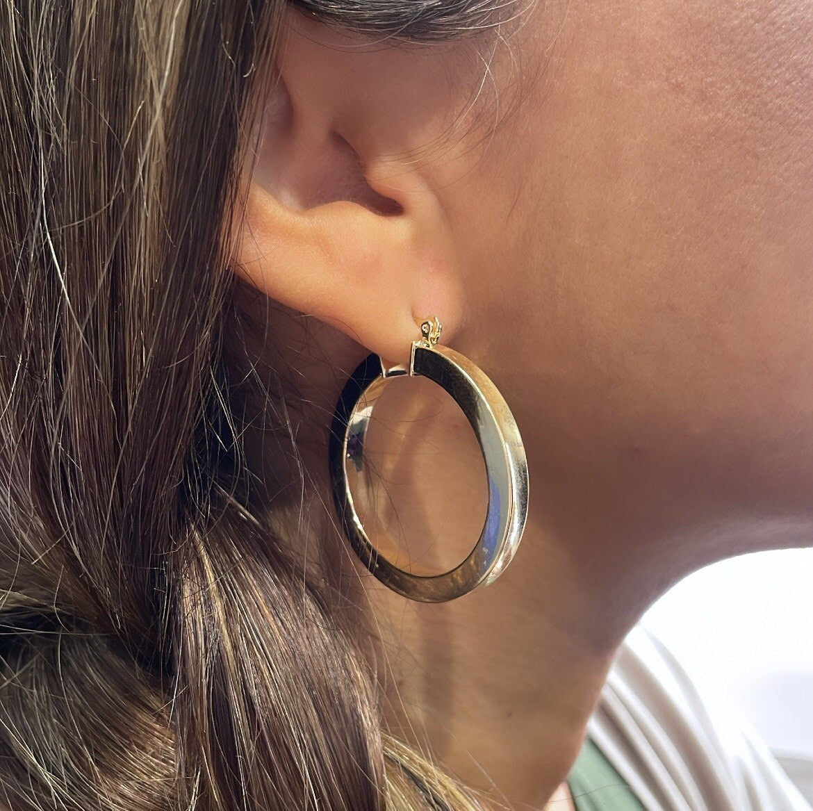 18k Gold Filled Large Sharpe Edged Plain Hoop EarringsWholesale Jewelry Supplies