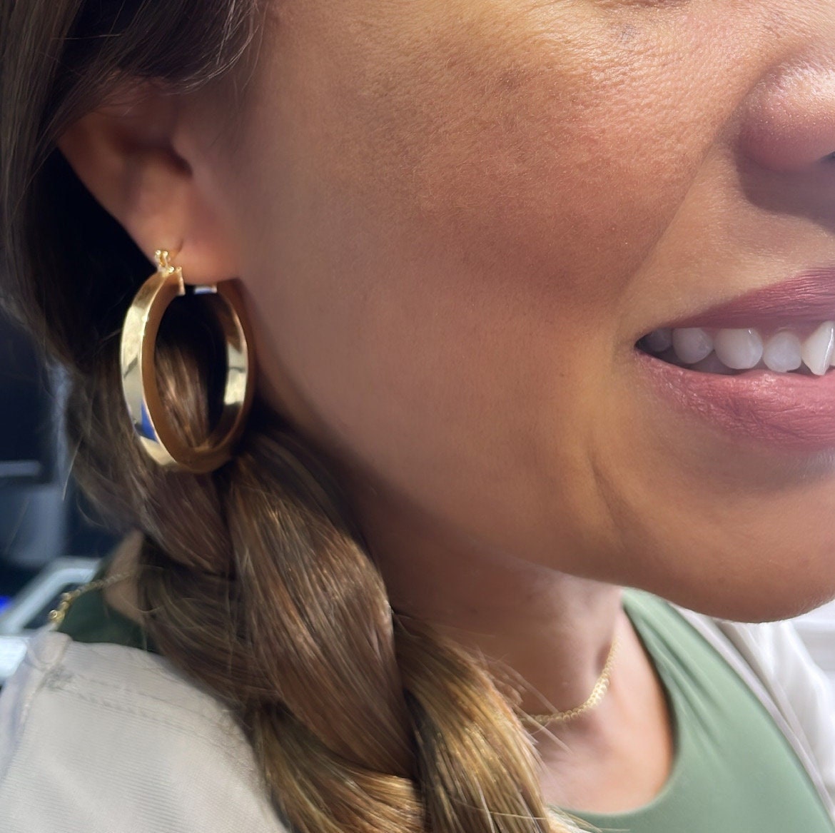 18k Gold Filled Large Sharpe Edged Plain Hoop EarringsWholesale Jewelry Supplies