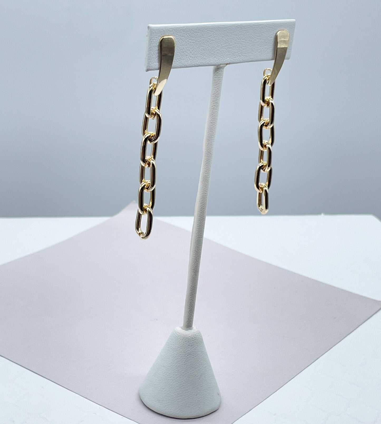 18k Gold Filled Round,Thick Paperclip Dangling Earrings