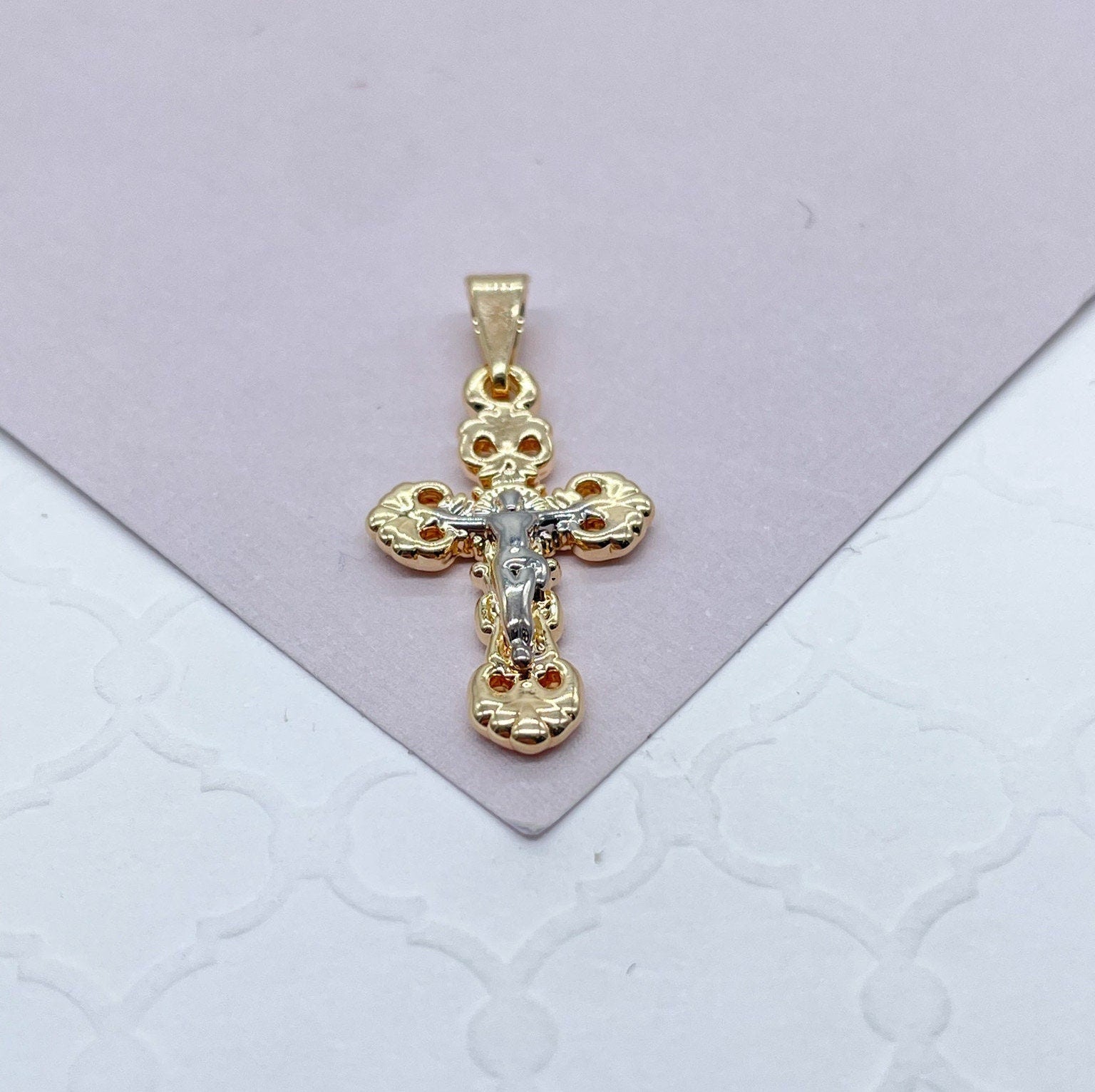 18k GoldFilled Pendant With Silver Toned Jesus