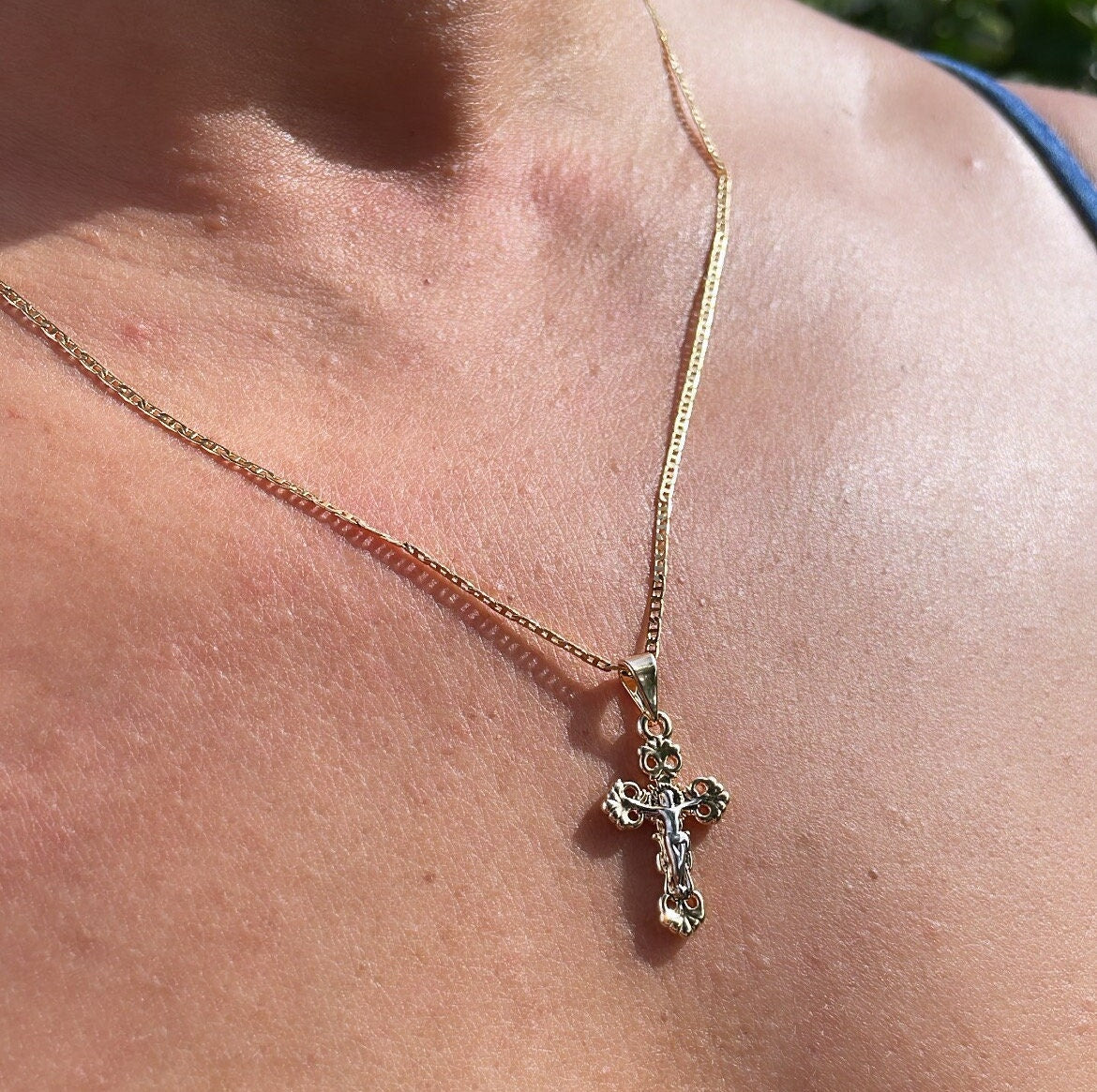 18k GoldFilled Pendant With Silver Toned Jesus