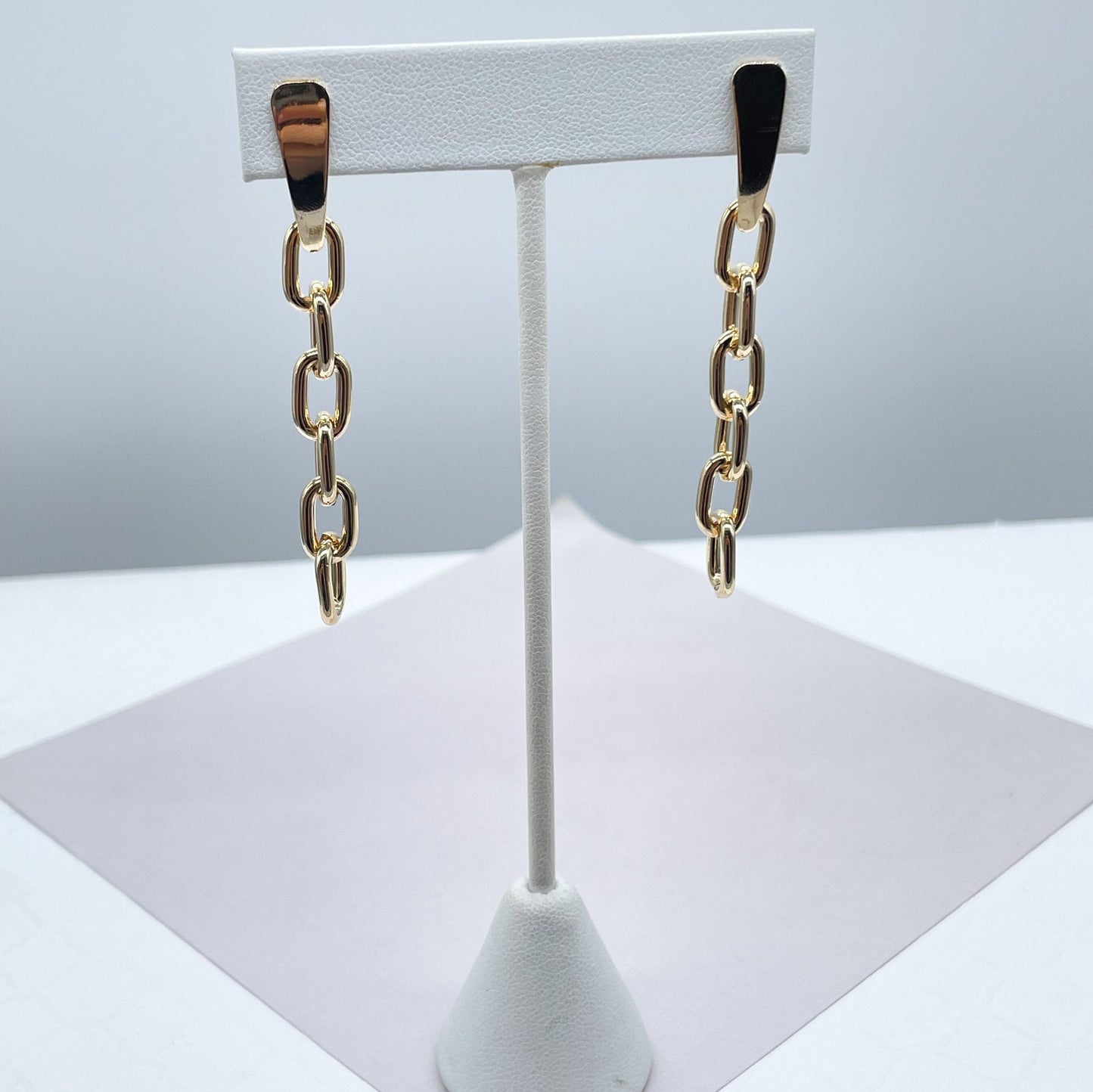 18k Gold Filled Round,Thick Paperclip Dangling Earrings