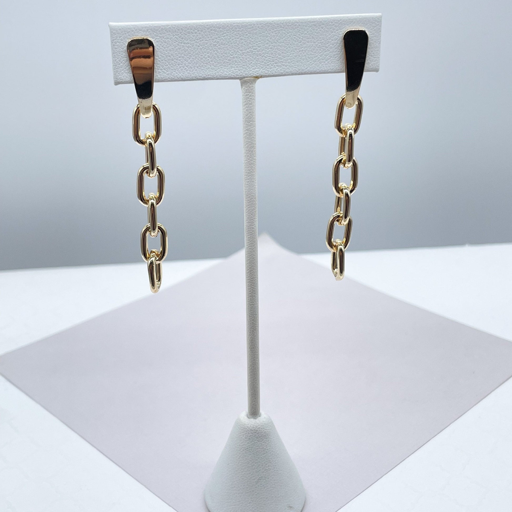 18k Gold Filled Round,Thick Paperclip Dangling Earrings