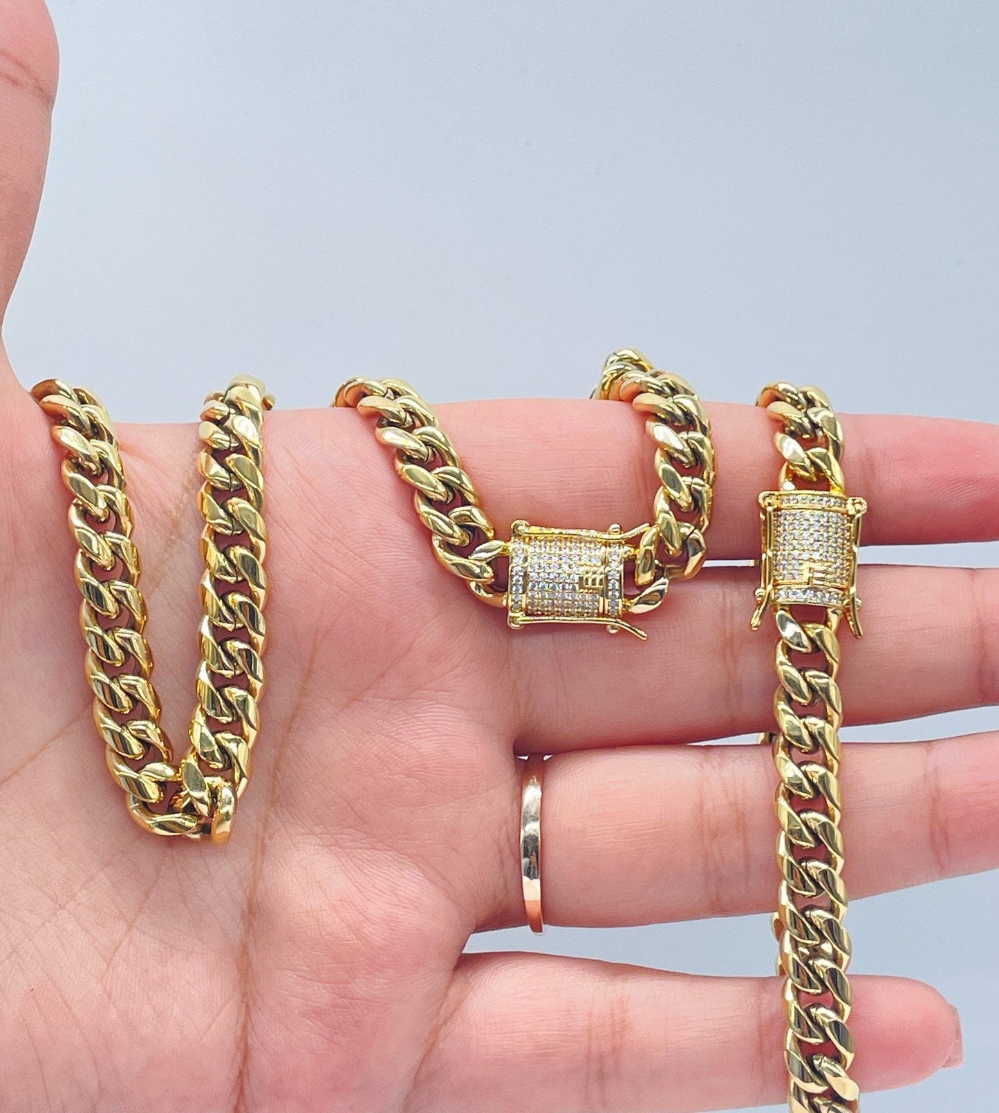 14k Gold Filled Original 8mm Miami Cuban Link Necklace featuring Zirconia Box Clasp