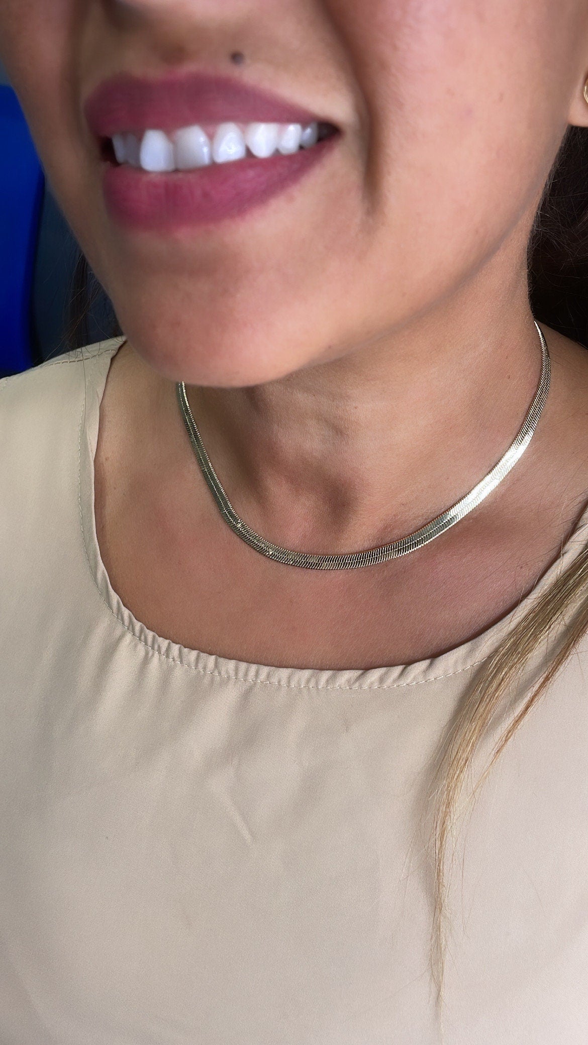 18k Gold Filled 5mm Herringbone Choker Necklace