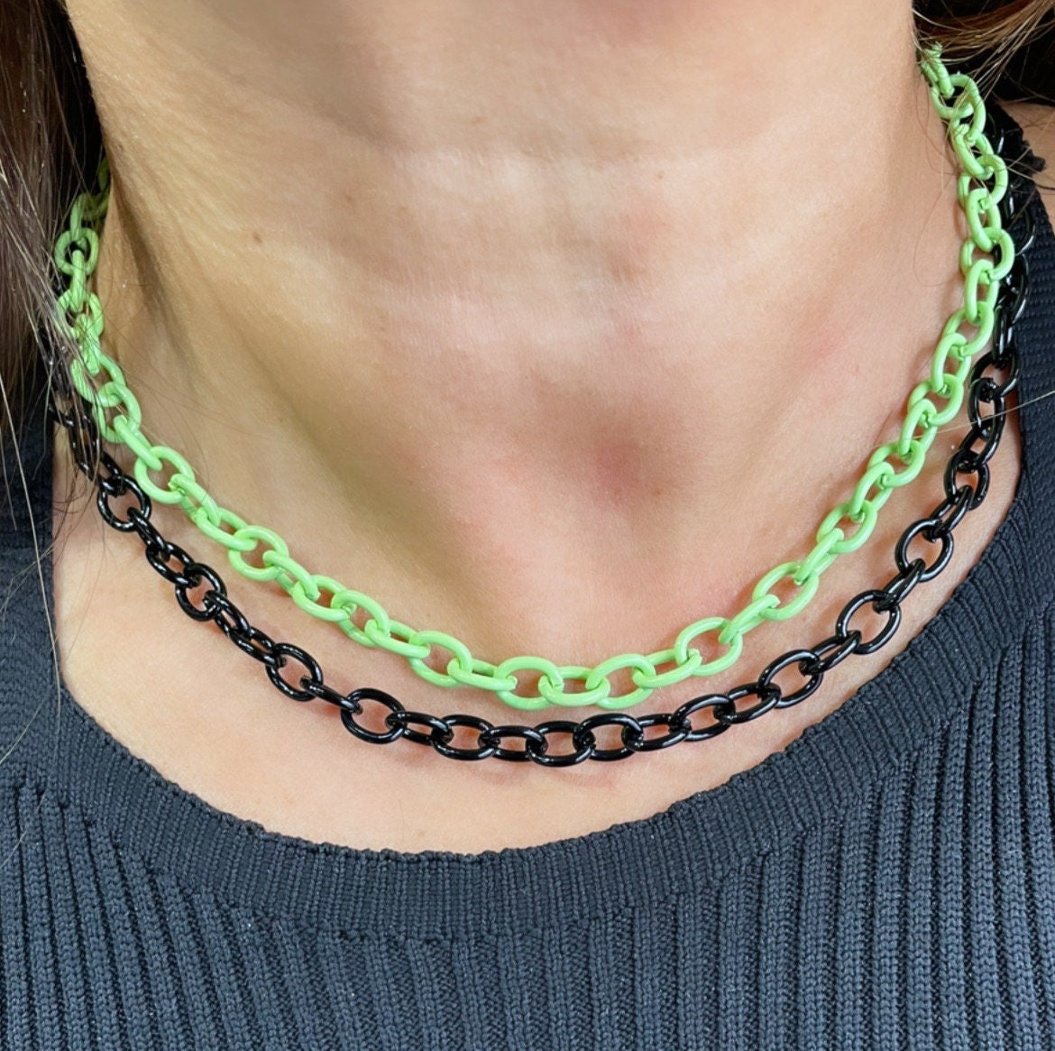 Colorful Enamel Curb Link Chain