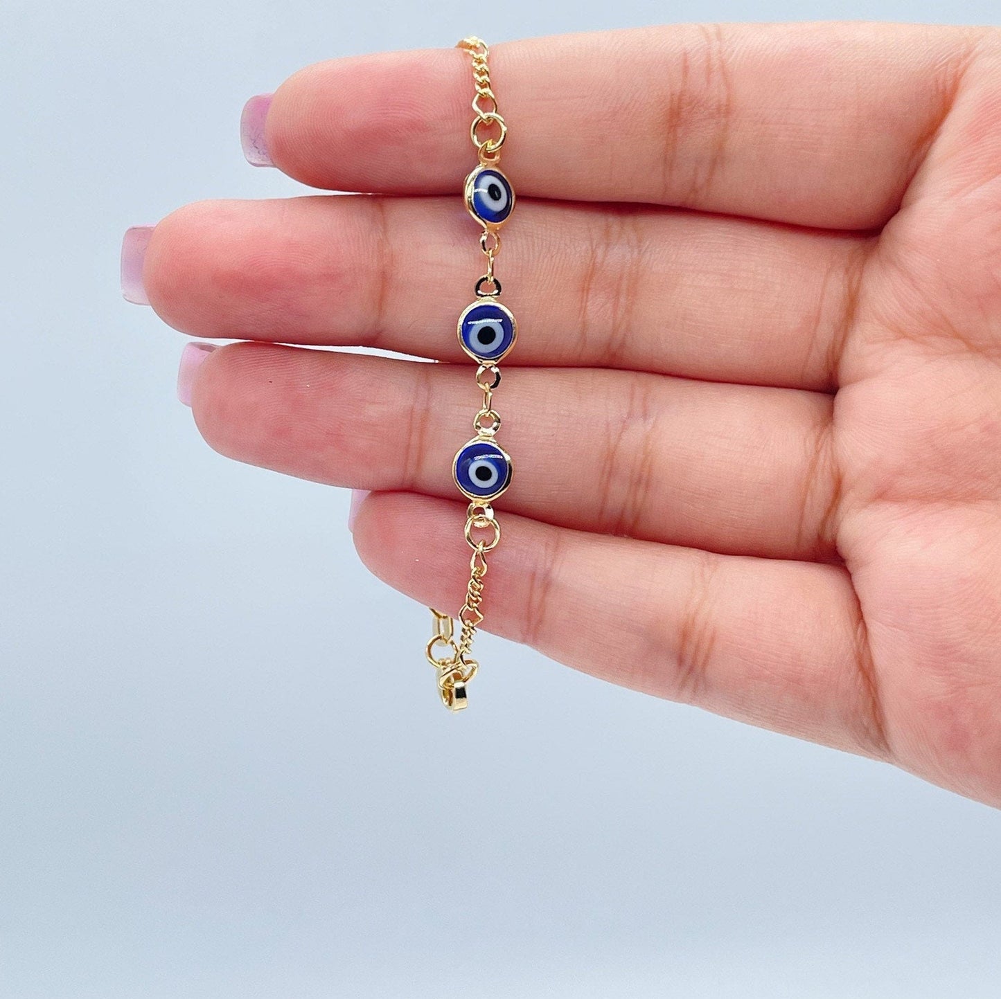 18k Gold Filled Red Evil Eye Kids Bracelet Protection